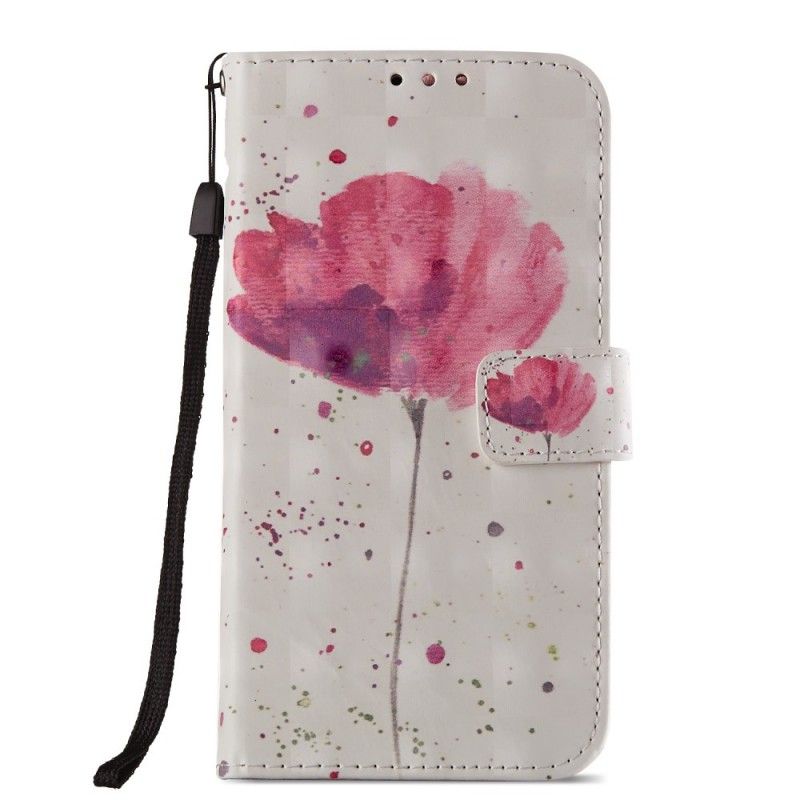 Flip Case Leren Honor 9 Lite 3D Aquarel Klaproos