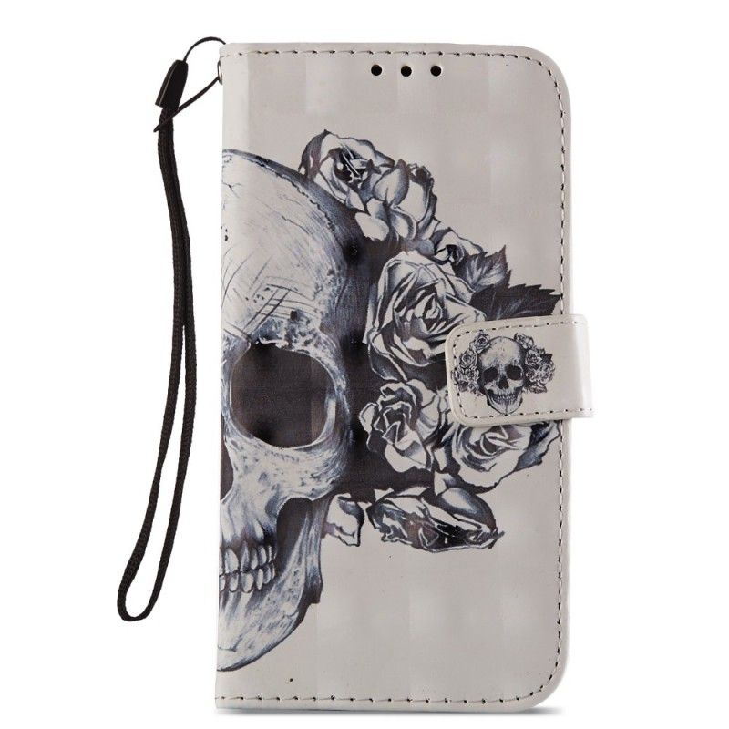 Flip Case Leren Honor 9 Lite 3D Bloemenschedel