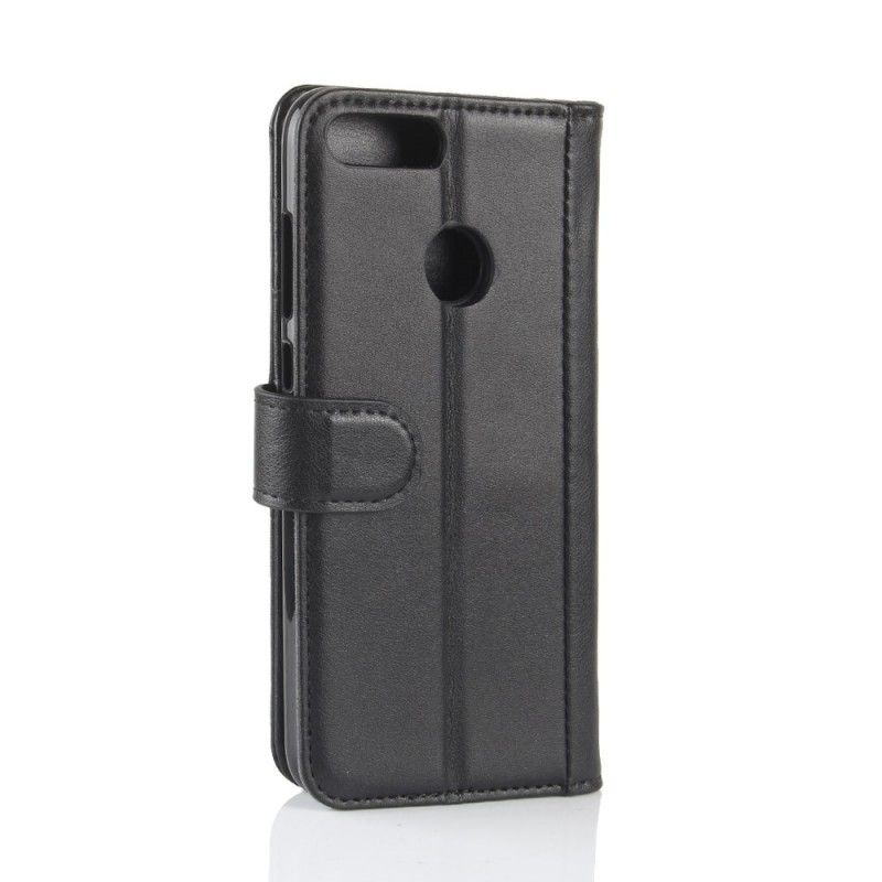 Flip Case Leren Honor 9 Lite Bruin Zwart Echt Leer