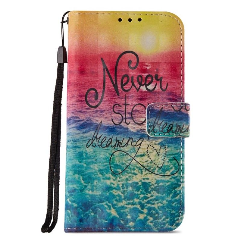 Flip Case Leren Honor 9 Lite Stop Nooit Met Dromen 3D