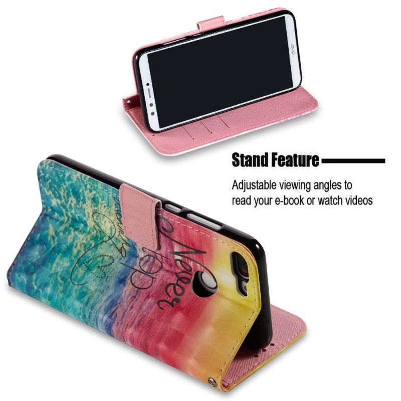 Flip Case Leren Honor 9 Lite Stop Nooit Met Dromen 3D