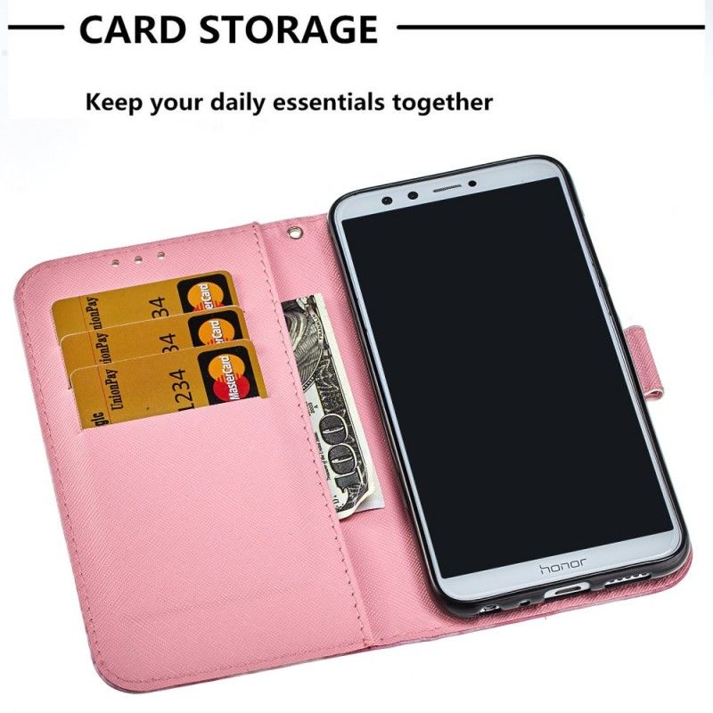 Flip Case Leren Honor 9 Lite Stop Nooit Met Dromen 3D