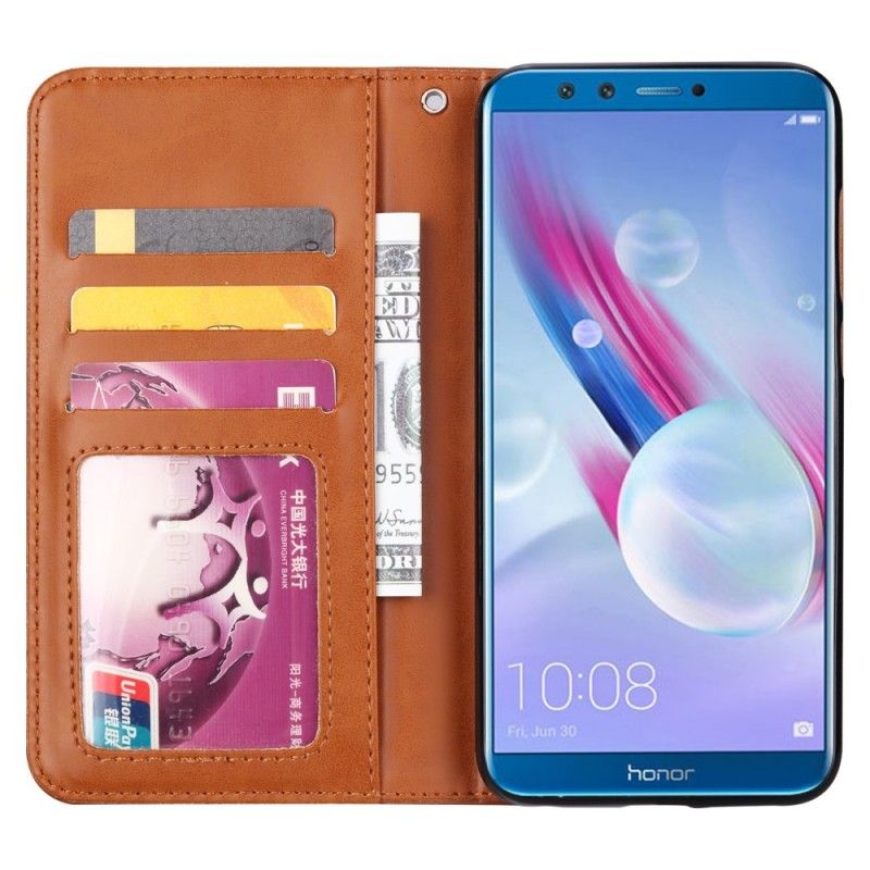 Flip Cover Honor 9 Lite Rood Zwart Kunstleren Kaarthouder