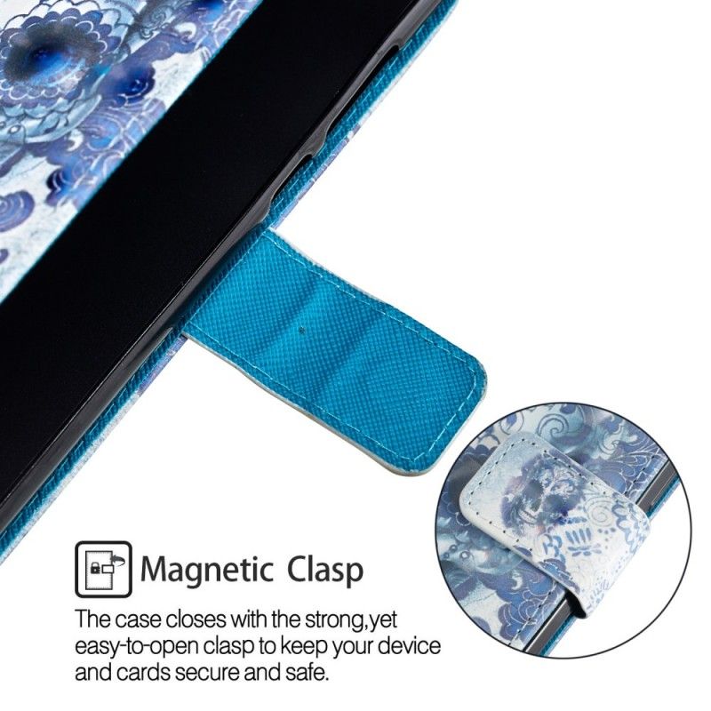 Leren Hoesje voor Honor 9 Lite 3D Blauwe Schedel