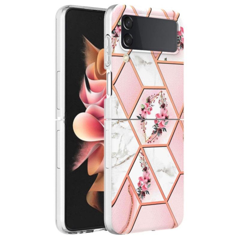 Hoesje voor Samsung Galaxy Z Flip 4 Folio-hoesje Bloemen Marmer