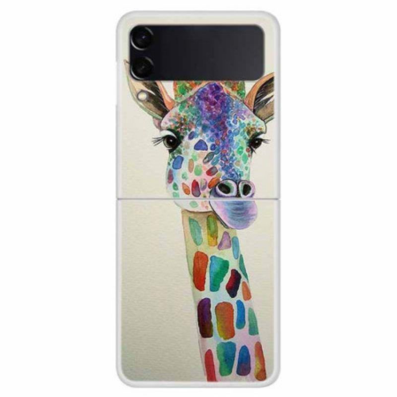 Hoesje voor Samsung Galaxy Z Flip 4 Folio-hoesje Kleurrijke Giraf