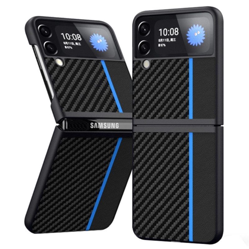 Hoesje voor Samsung Galaxy Z Flip 4 Folio-hoesje Koolstofvezel Lijn