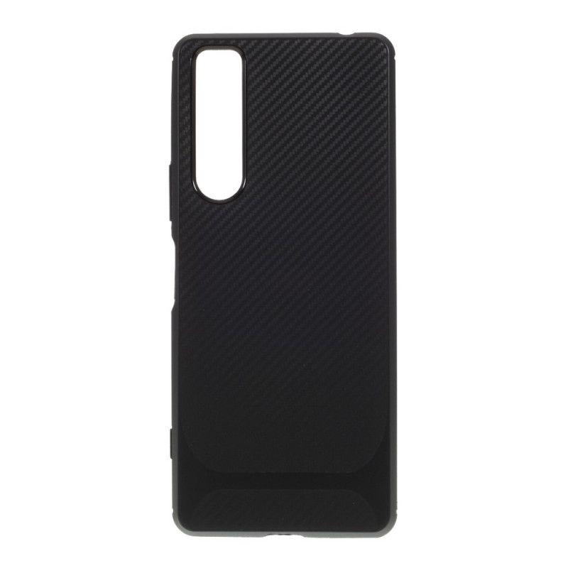 Case Hoesje Sony Xperia 1 II Rood Zwart Telefoonhoesje Moderne Flexibele Koolstofvezel