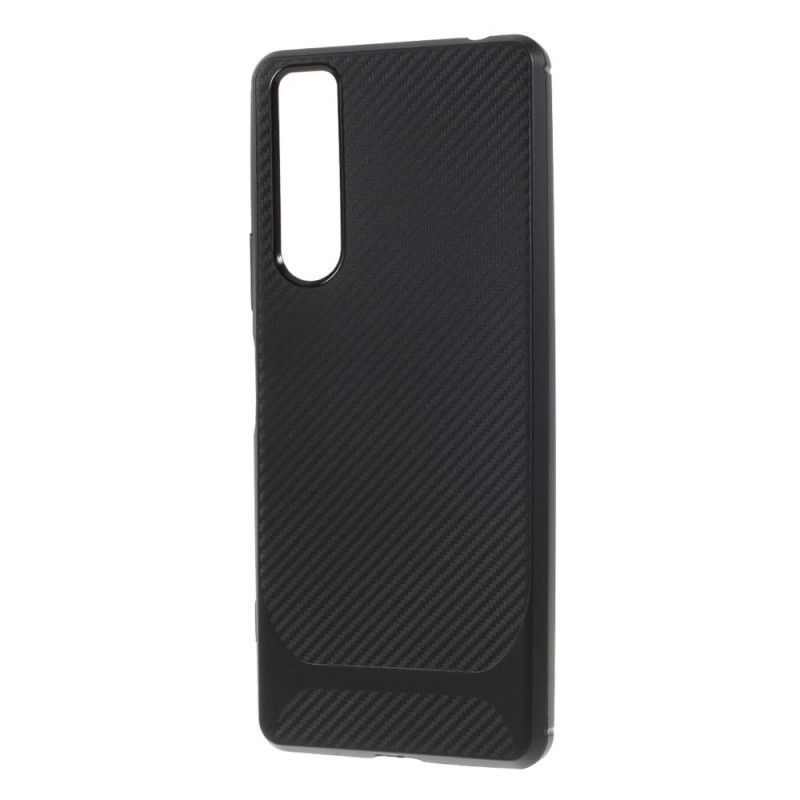 Case Hoesje Sony Xperia 1 II Rood Zwart Telefoonhoesje Moderne Flexibele Koolstofvezel