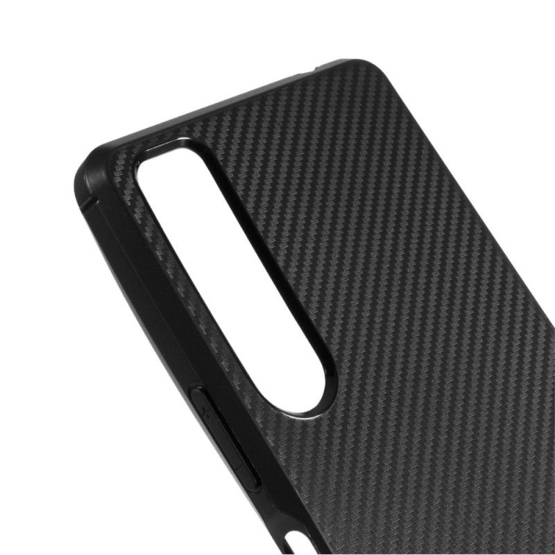 Case Hoesje Sony Xperia 1 II Rood Zwart Telefoonhoesje Moderne Flexibele Koolstofvezel