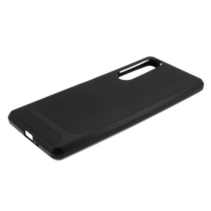 Case Hoesje Sony Xperia 1 II Rood Zwart Telefoonhoesje Moderne Flexibele Koolstofvezel