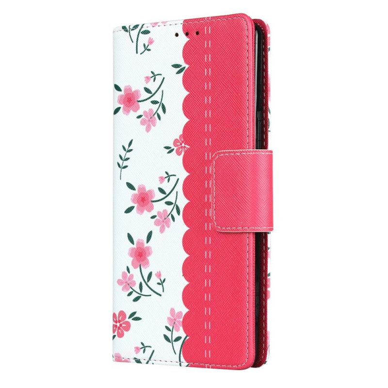 Cover Folio-hoesje Sony Xperia 1 II Groen Magenta Telefoonhoesje String Roosjes