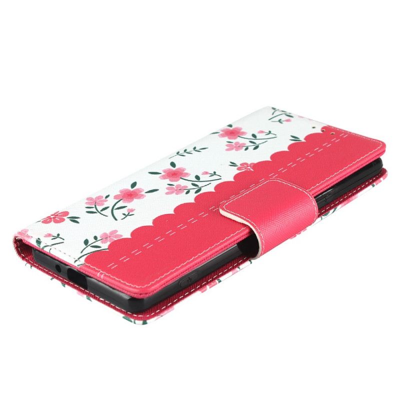 Cover Folio-hoesje Sony Xperia 1 II Groen Magenta Telefoonhoesje String Roosjes