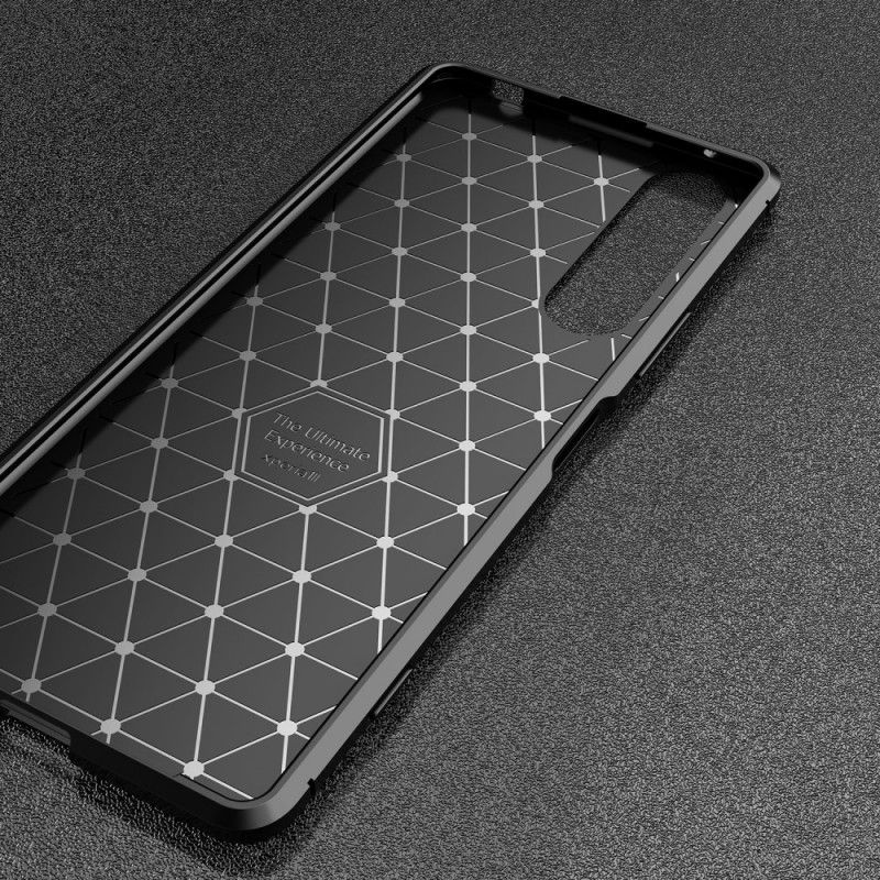 Cover Hoesje Sony Xperia 1 II Donkerblauw Zwart Telefoonhoesje Flexibele Koolstofvezel
