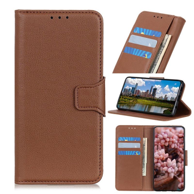 Flip Case Leren Sony Xperia 1 II Zwart Eenvoudige Lychee