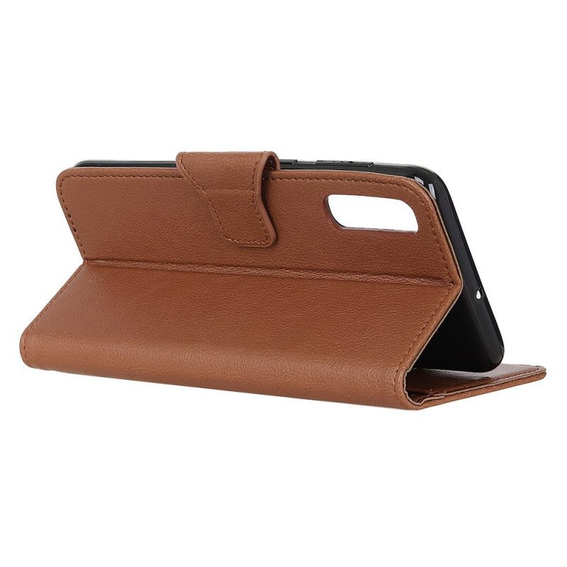Flip Case Leren Sony Xperia 1 II Zwart Eenvoudige Lychee