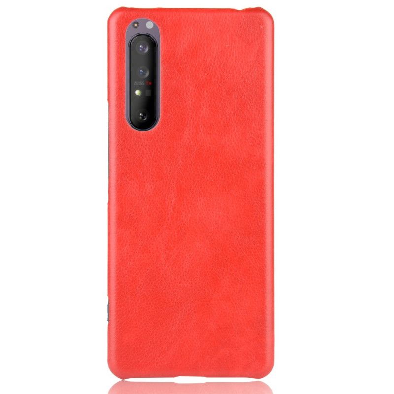 Hoesje Sony Xperia 1 II Grijs Zwart Lychee Leereffect