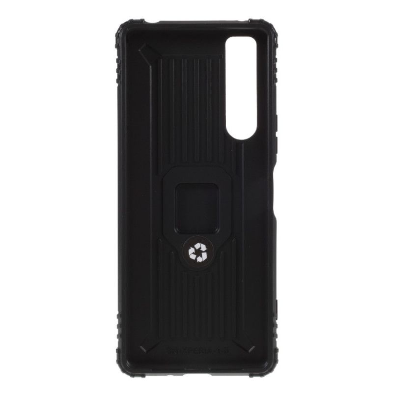 Hoesje Sony Xperia 1 II Rood Zwart Ring En Koolstofvezel