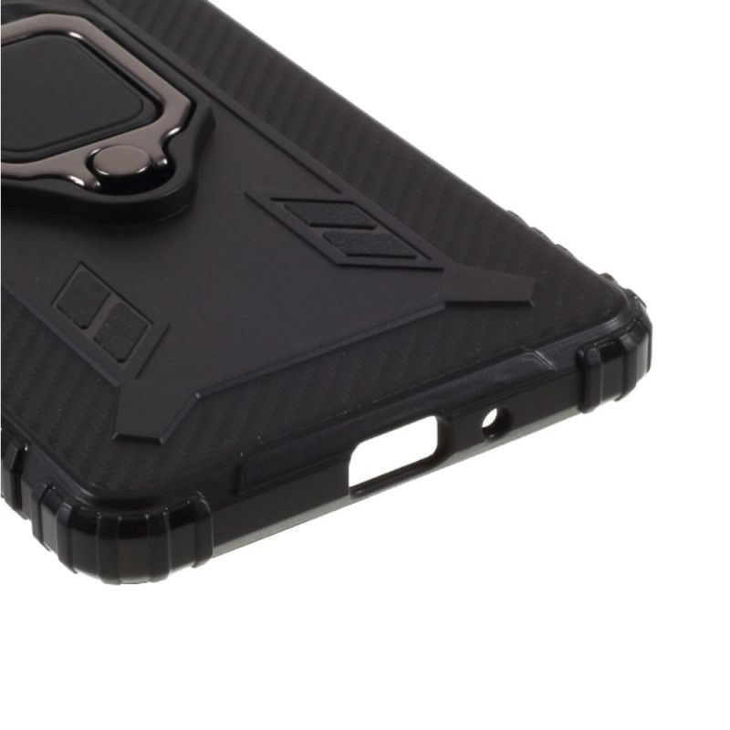 Hoesje Sony Xperia 1 II Rood Zwart Ring En Koolstofvezel