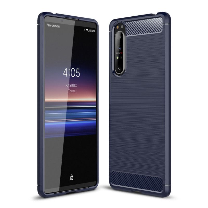 Hoesje voor Sony Xperia 1 II Rood Zwart Geborsteld Koolstofvezel
