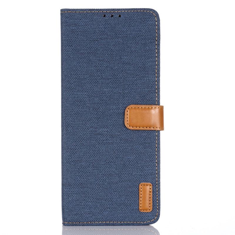 Leren Hoesje Sony Xperia 1 II Donkerblauw Zwart Oxford-Stof