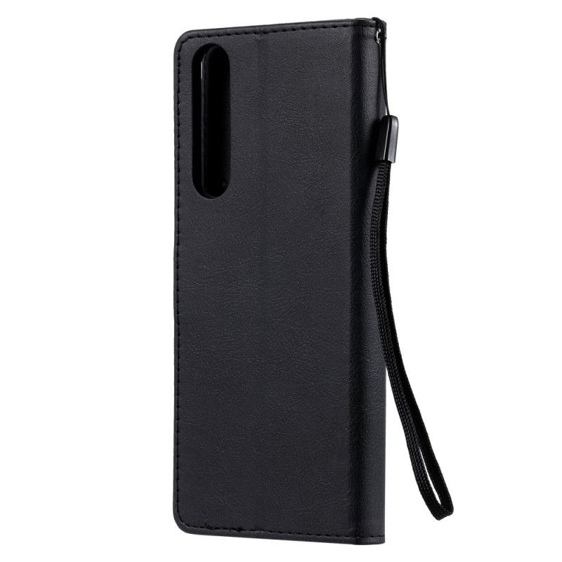 Leren Hoesje voor Sony Xperia 1 II Donkerblauw Zwart Leereffect Met Riem
