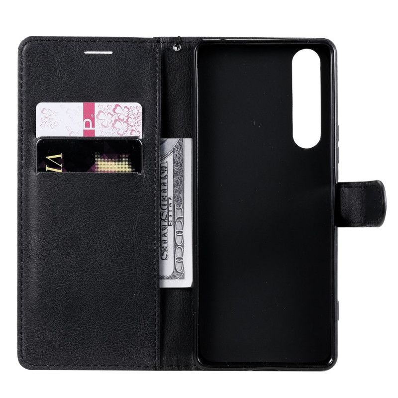 Leren Hoesje voor Sony Xperia 1 II Donkerblauw Zwart Leereffect Met Riem