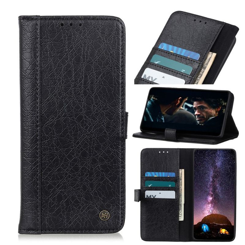 Leren Hoesje voor Sony Xperia 1 II Zwart Imitatieleren Neushoornstijl