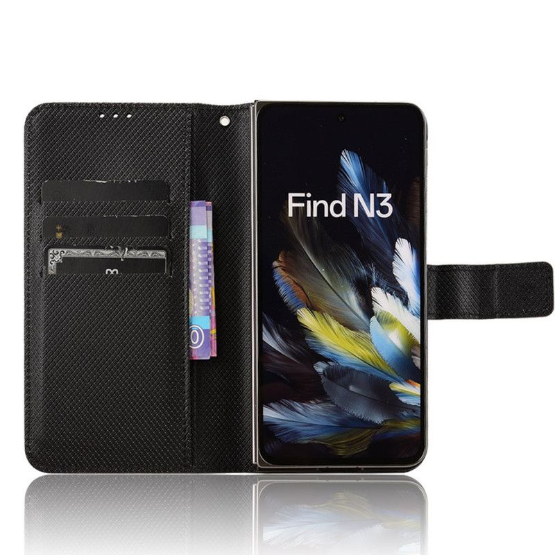 Flip Case Leren Oppo Find N3 Bevestigingspunten Voor Draagkoord