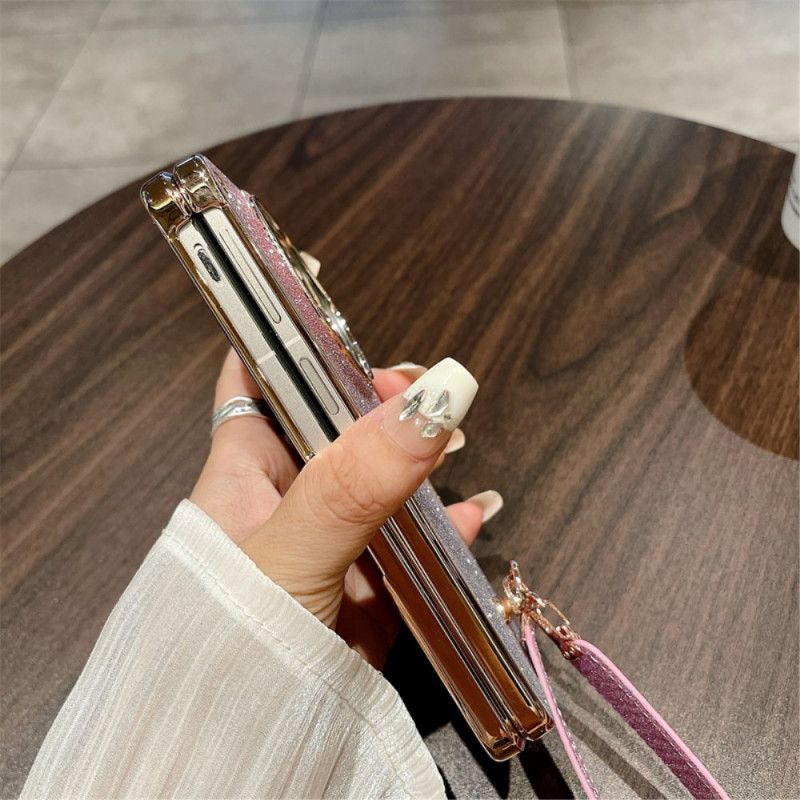 Hoesje Oppo Find N3 Glanzend Oppervlak En Bandje