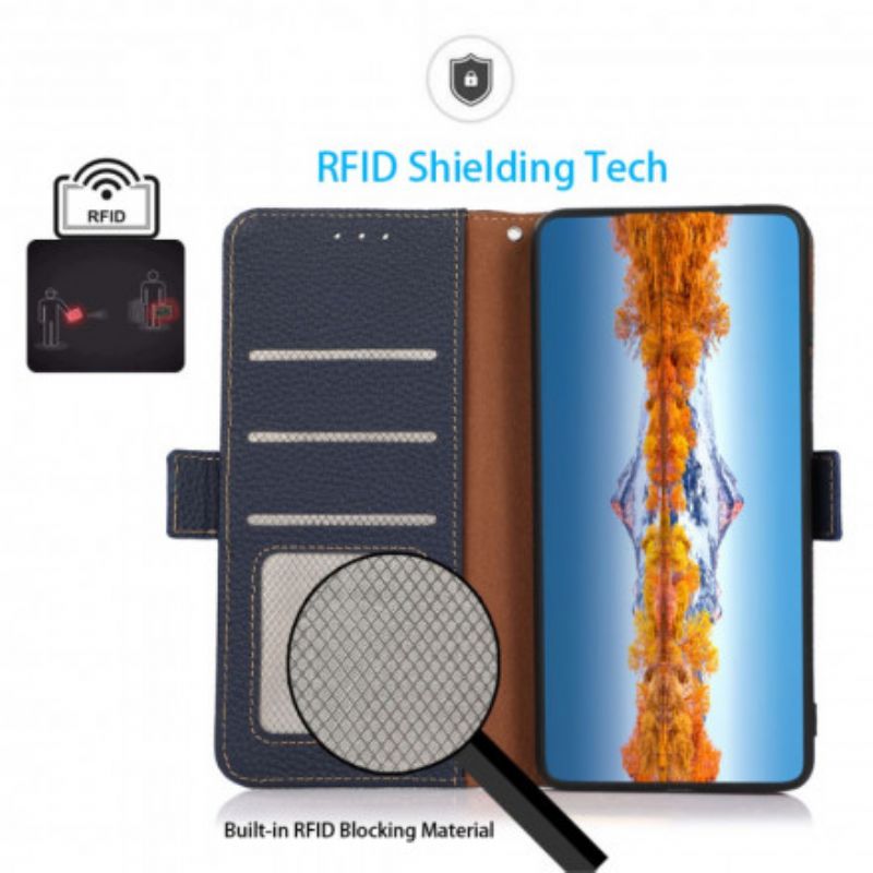 Bescherming Hoesje Oppo Reno 6 Pro 5g Echt Leer Litchi Khazneh Rfid