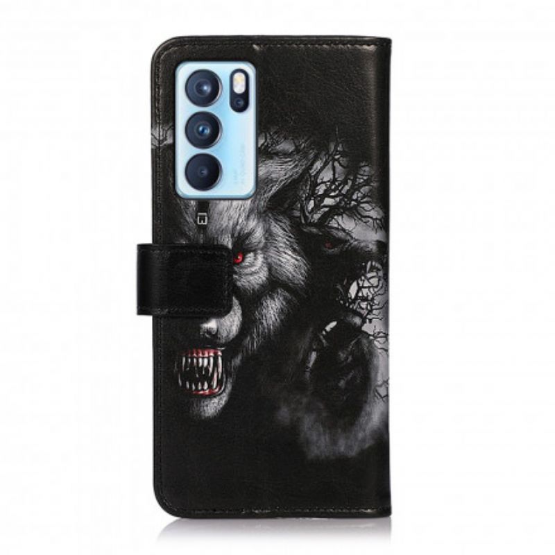 Flip Case Leren Oppo Reno 6 Pro 5g Weerwolf