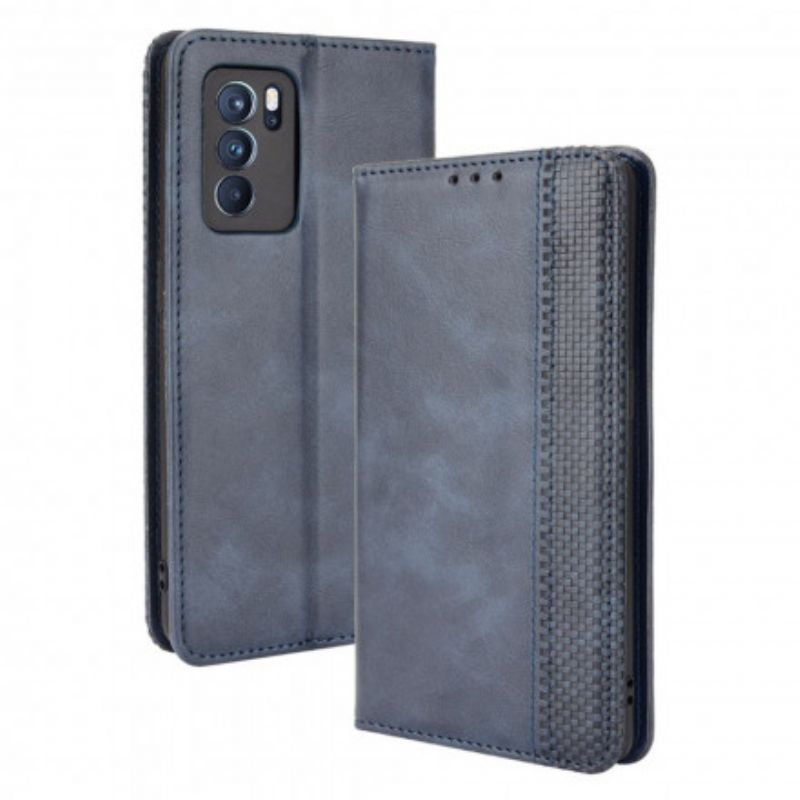 Folio-hoesje Oppo Reno 6 Pro 5g Gestileerd Vintage Leereffect