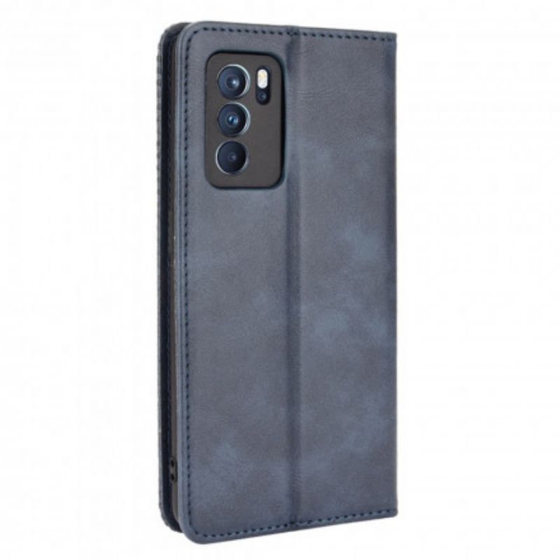 Folio-hoesje Oppo Reno 6 Pro 5g Gestileerd Vintage Leereffect