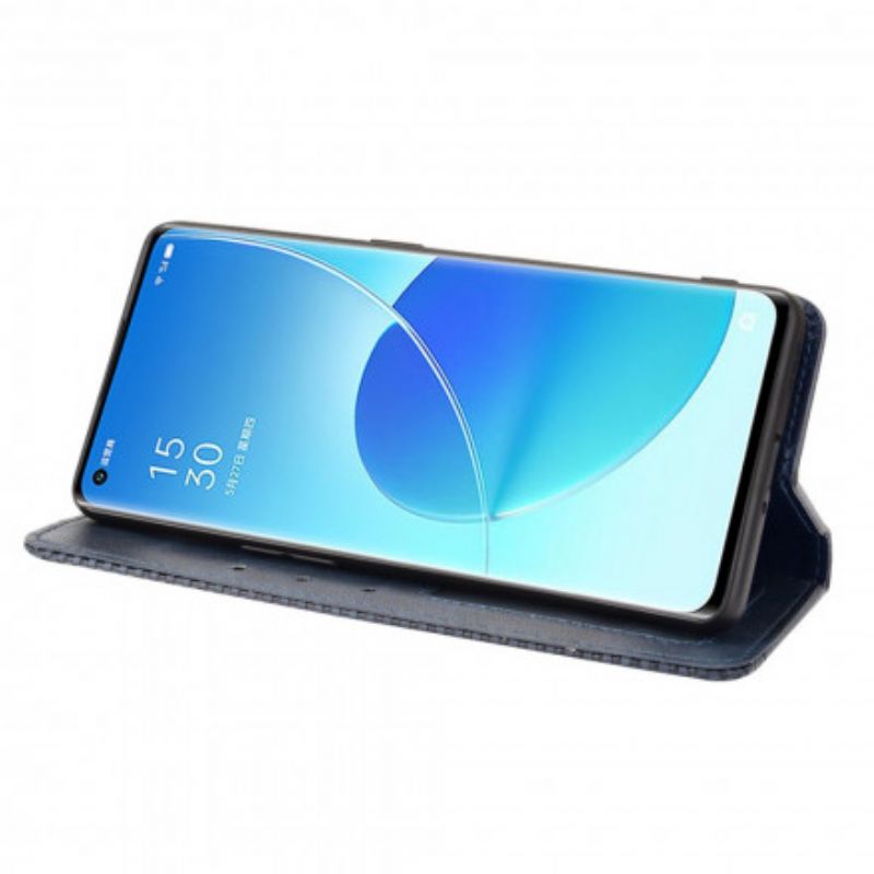 Folio-hoesje Oppo Reno 6 Pro 5g Gestileerd Vintage Leereffect