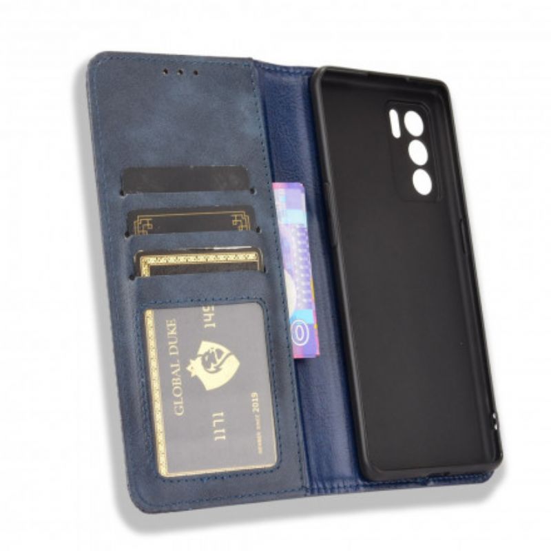 Folio-hoesje Oppo Reno 6 Pro 5g Gestileerd Vintage Leereffect
