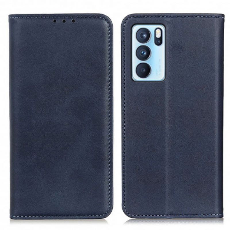 Folio-hoesje Oppo Reno 6 Pro 5g Splitlederen Elegantie Bescherming Hoesje