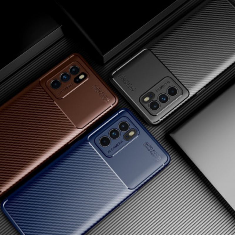 Hoesje Voor Oppo Reno 6 Pro 5g Flexibele Koolstofvezel