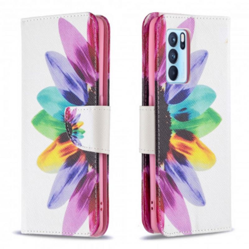 Leren Hoesje Oppo Reno 6 Pro 5g Bloem Aquarel Bescherming Hoesje