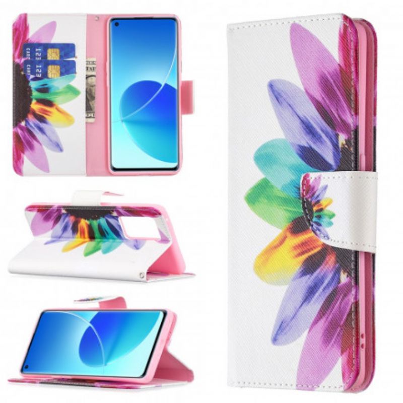 Leren Hoesje Oppo Reno 6 Pro 5g Bloem Aquarel Bescherming Hoesje