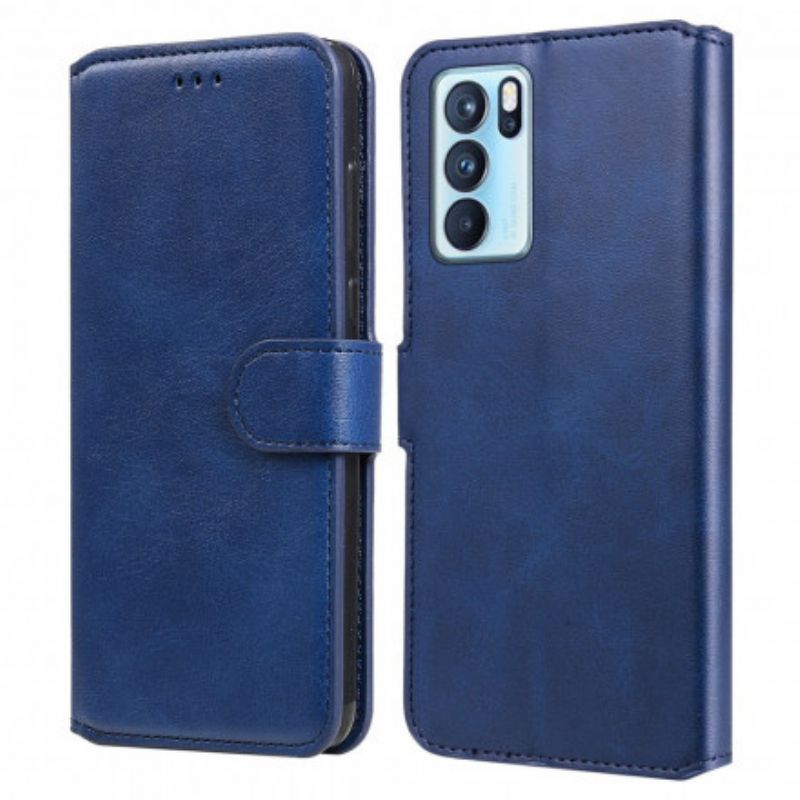 Leren Hoesje Oppo Reno 6 Pro 5g Effen Kleur Bescherming Hoesje