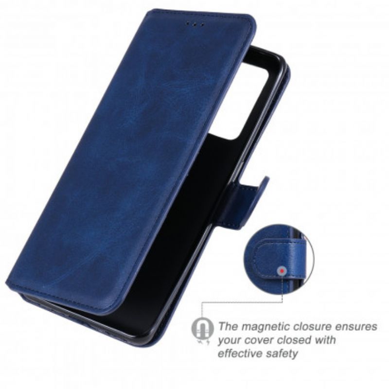 Leren Hoesje Oppo Reno 6 Pro 5g Effen Kleur Bescherming Hoesje
