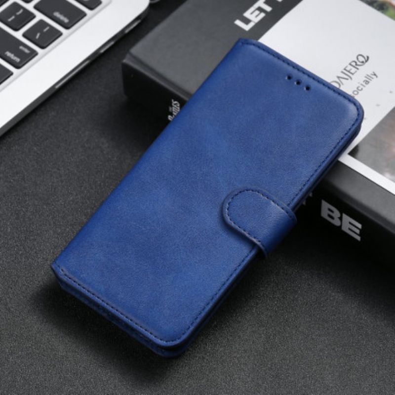 Leren Hoesje Oppo Reno 6 Pro 5g Effen Kleur Bescherming Hoesje