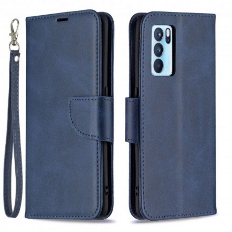 Leren Hoesje Oppo Reno 6 Pro 5g Gladde Flap Schuin Bescherming Hoesje