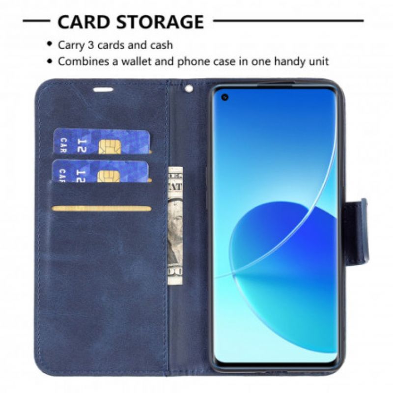 Leren Hoesje Oppo Reno 6 Pro 5g Gladde Flap Schuin Bescherming Hoesje