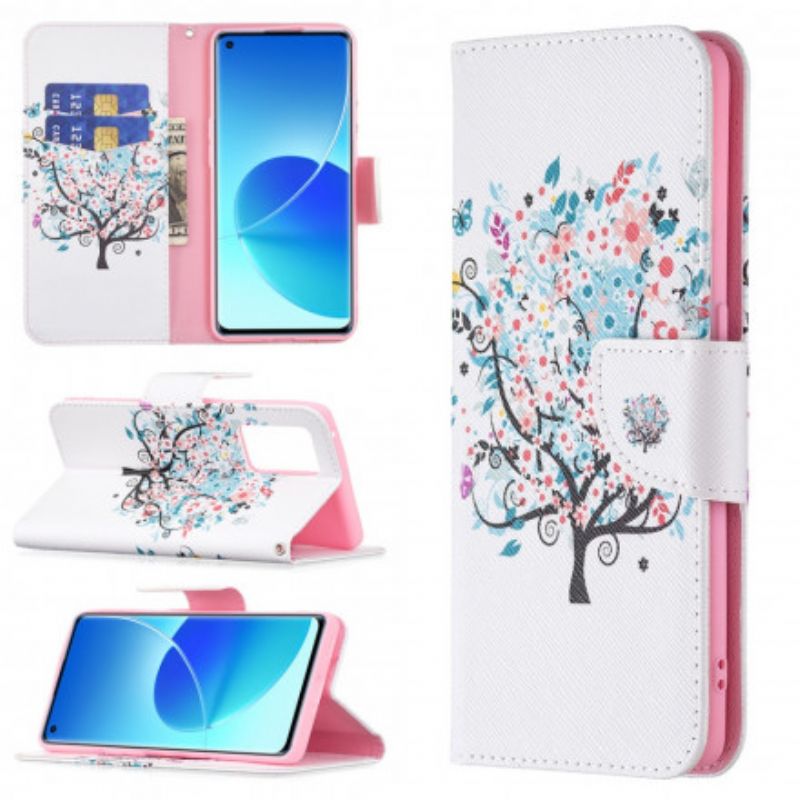 Leren Hoesje Voor Oppo Reno 6 Pro 5g Gebloemde Boom