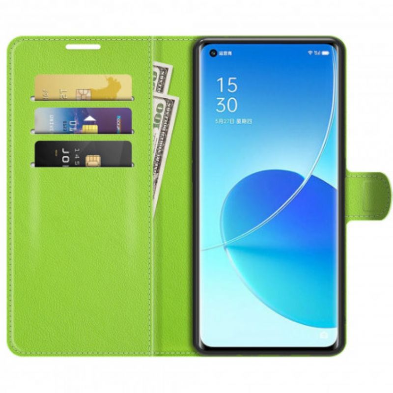Leren Hoesje Voor Oppo Reno 6 Pro 5g Klassiek Litchi Kunstleer