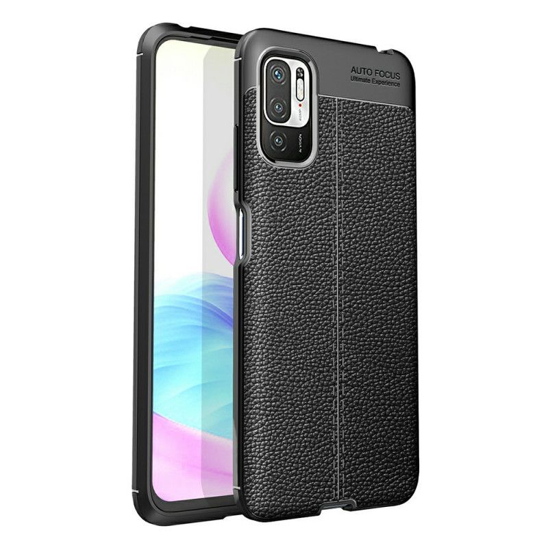 Case Hoesje Xiaomi Redmi Note 10 5G Rood Zwart Telefoonhoesje Dubbellijns Lychee Leereffect