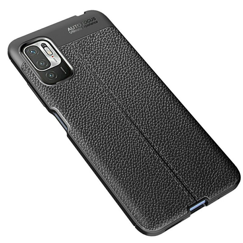 Case Hoesje Xiaomi Redmi Note 10 5G Rood Zwart Telefoonhoesje Dubbellijns Lychee Leereffect