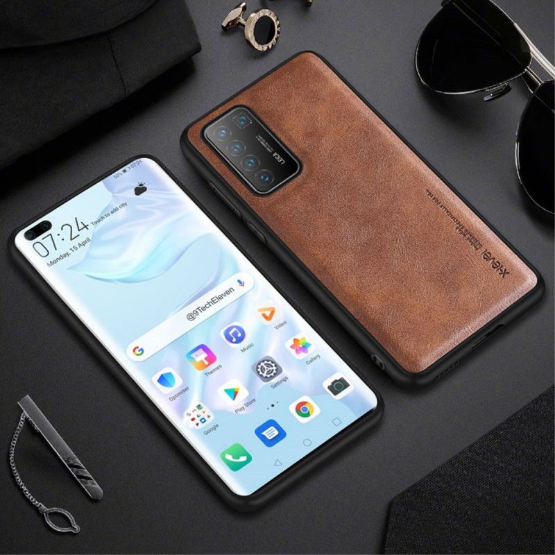 Cover Hoesje Huawei P40 Pro Grijs Zwart Telefoonhoesje Vintage Leereffect